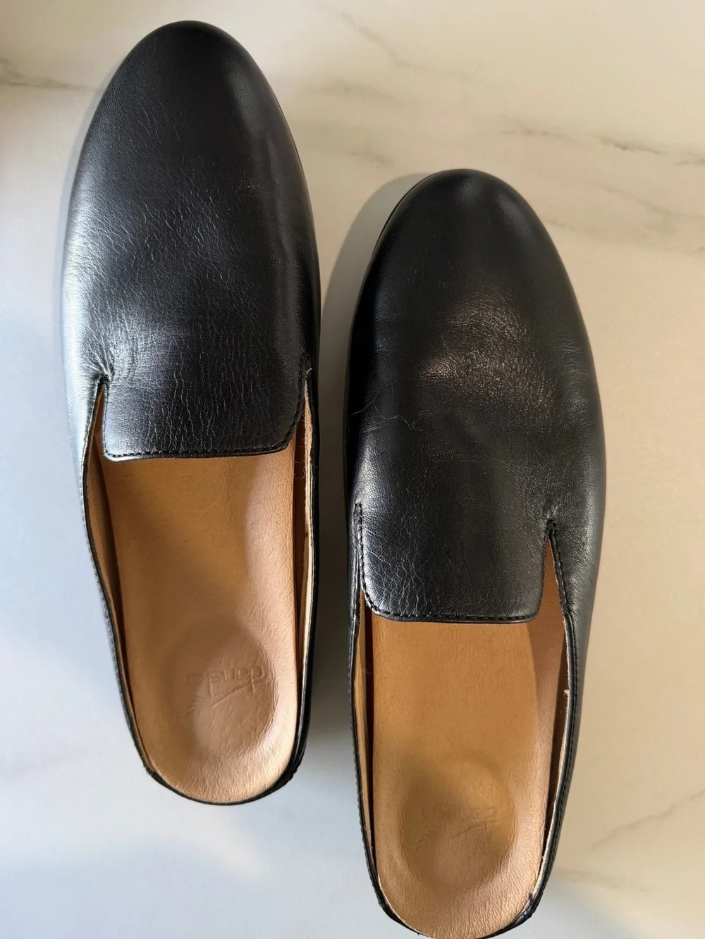 Dansko Black Leather Slip-On Clog